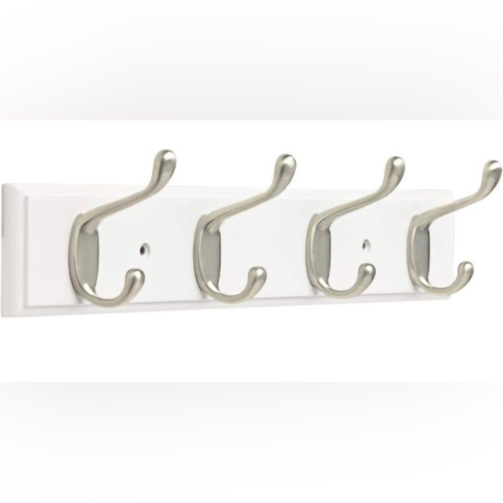 Threshold Coat and Hat Hook Rail
Wall Hooks 4, 16in, White&Satin Nickel Finish